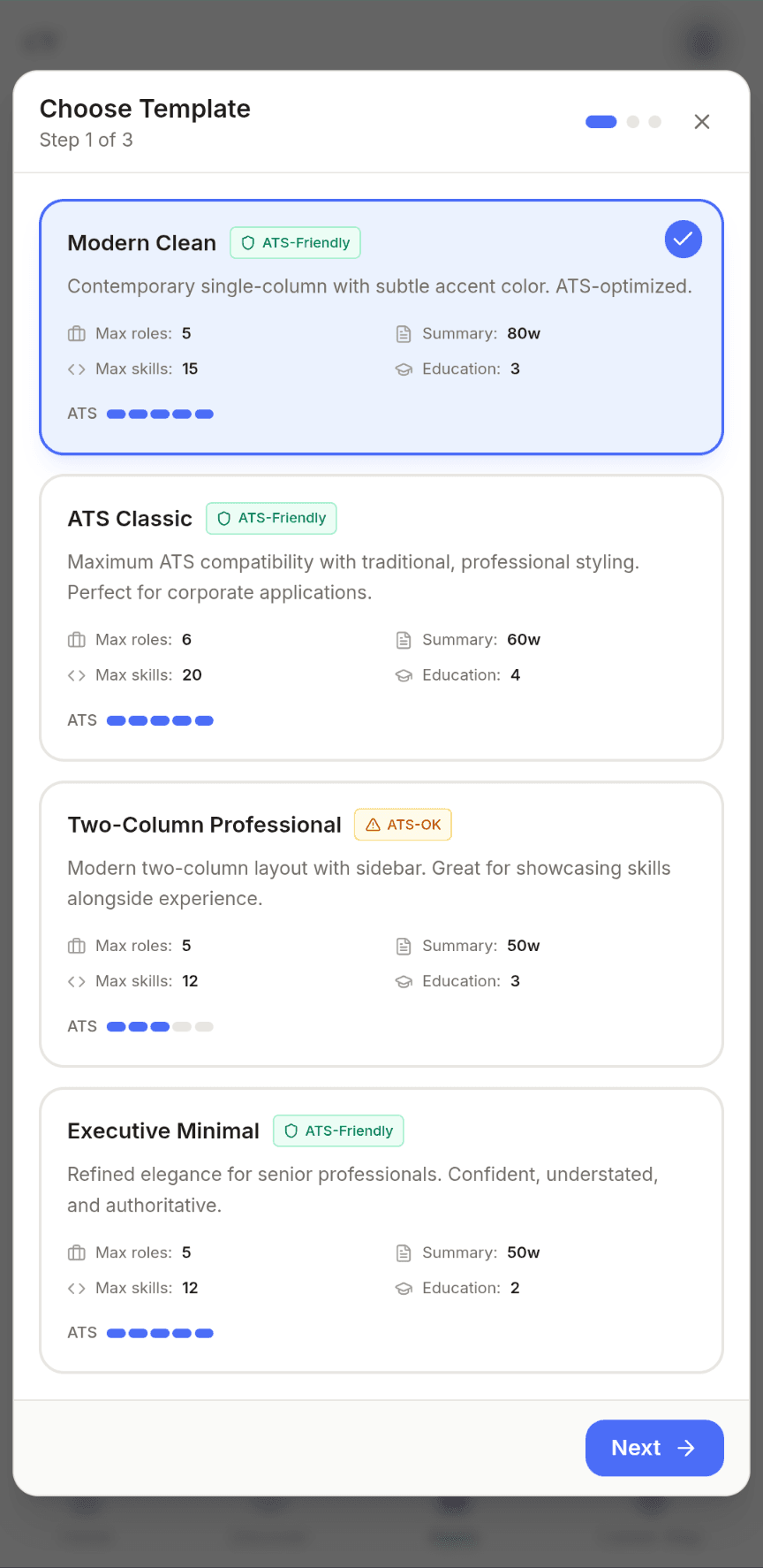 Choosing an ATS-friendly CV template